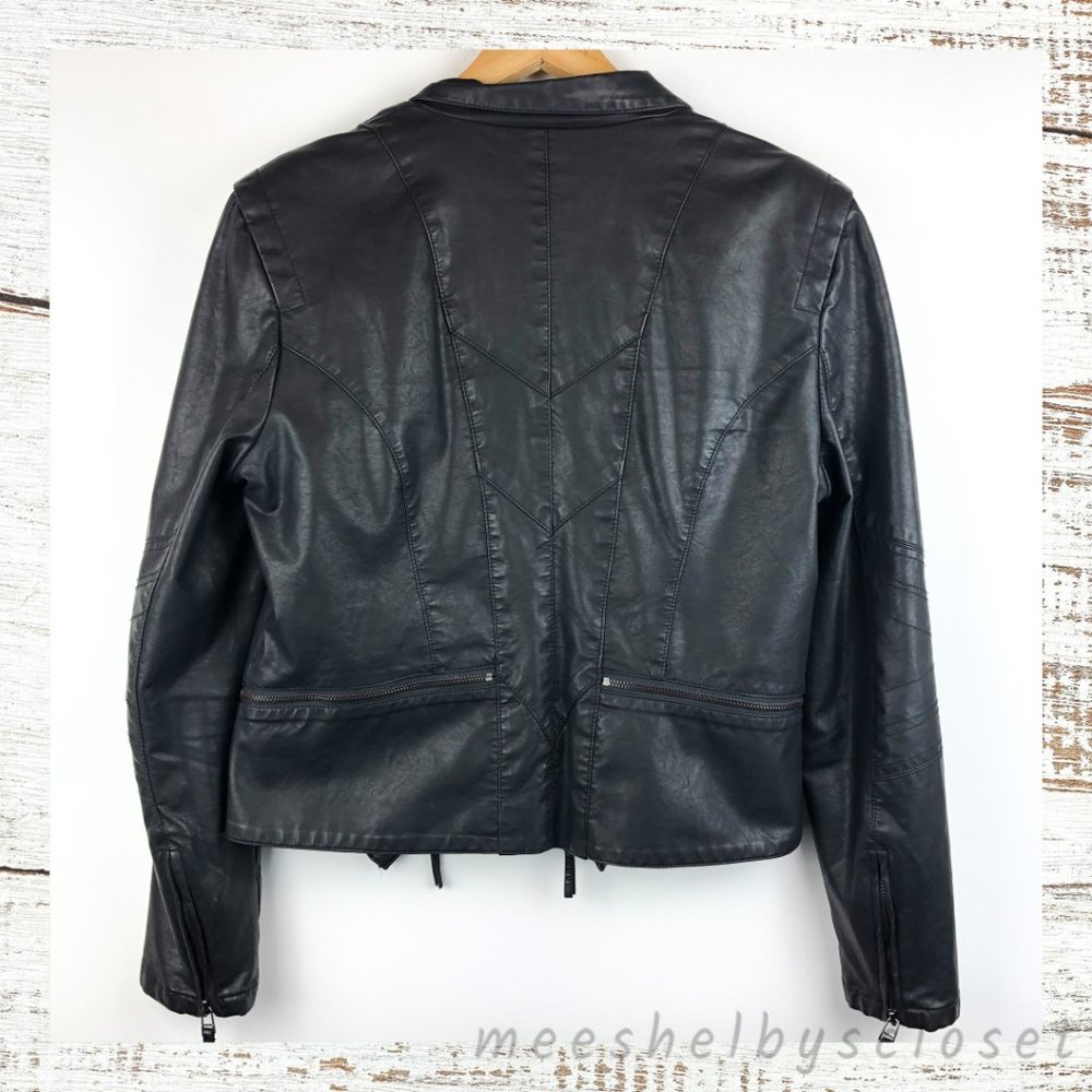 BLANK NYC Vegan Leather Black Moto Jacket Large - Picture 2 of 8